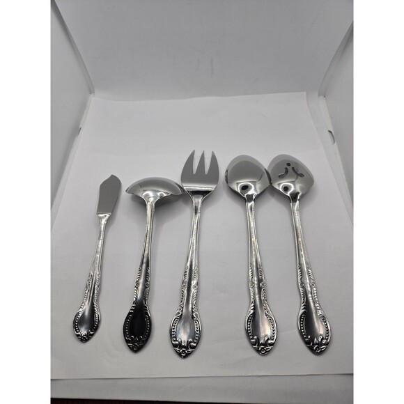 Columbia Beaded Handle Stainless Steel Flatware Serving Set 5 pcs. - Picture 5 of 11